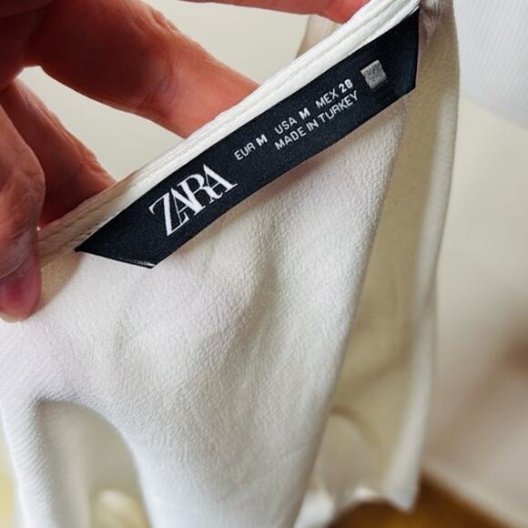 Zara White Satin Effect Cowl Neck Cropped Camisole - Picture 4 of 6